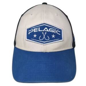 Pelagic Baseball Cap White Blue OS Hat Fishing Marlin Mesh Adjustable Strapback